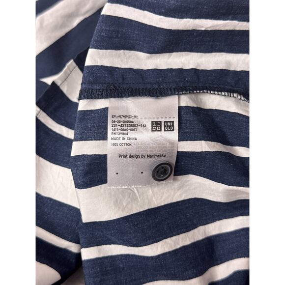 Uniqlo x Marimekko Top XS Womens Striped Boxy Button Down Shirt - Picture 8 of 8